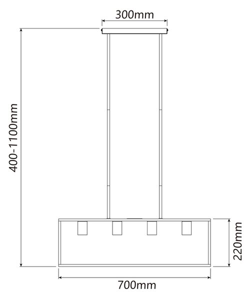 Lampadario da soffitto Piped Nero opaco 4 x E27 Aigostar
