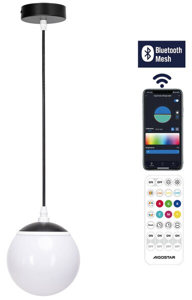 Lampadario da soffitto Sfera 8W Smart Bluetooth CCT + RGB illuminazione Led regolabile con telecomando Aigostar