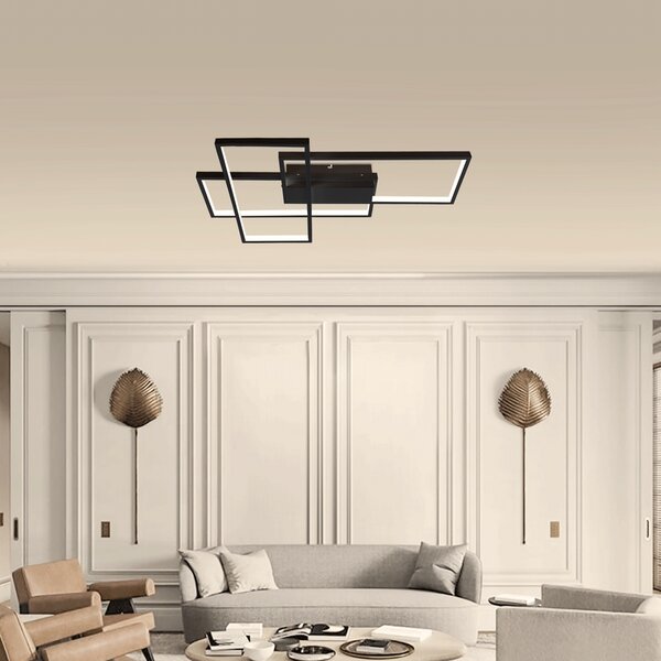 Lampadario Led da soffitto geometrico Nero 38W CCT temperatura colore regolabile con telecomando Aigostar