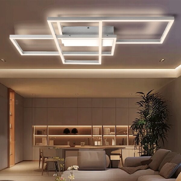 Lampadario Led da soffitto geometrico Bianco 38W CCT temperatura colore regolabile con telecomando Aigostar