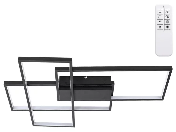 Lampadario Led da soffitto geometrico Nero 38W CCT temperatura colore regolabile con telecomando Aigostar