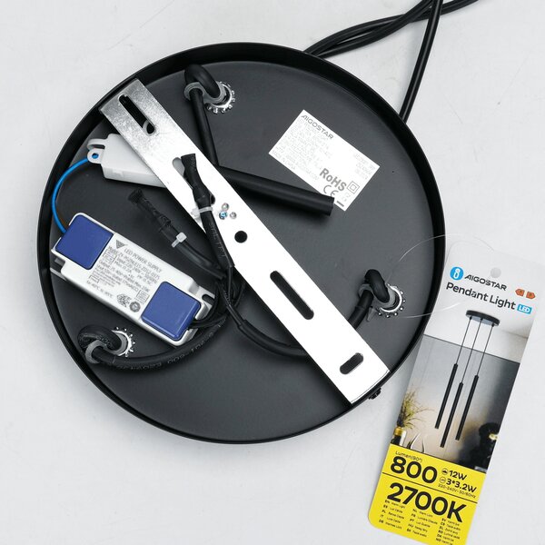 Lampadario Led da soffitto Pendels Nero 9W Bianco caldo 2700K Aigostar