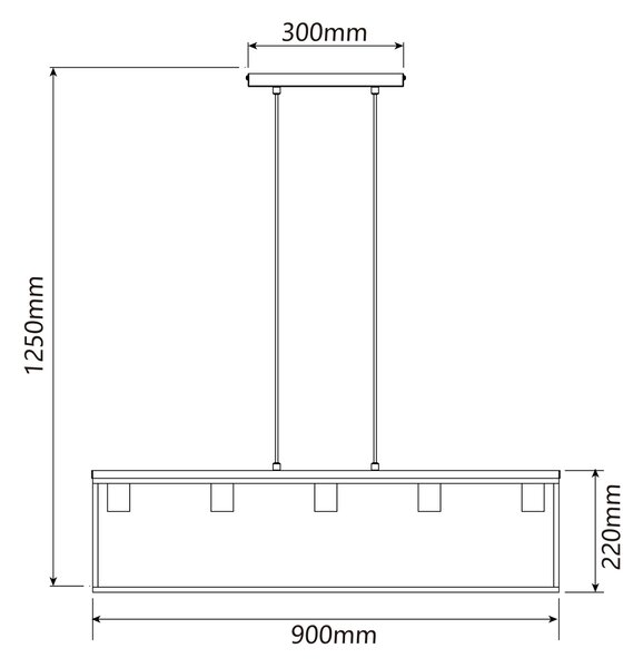 Lampadario da soffitto Piped Nero opaco 5 x E27 Aigostar