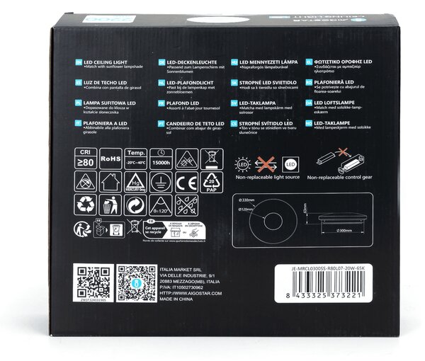 Plafoniera Led 20W Line rotonda Bianco freddo 6500K Aigostar