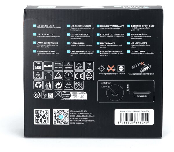 Plafoniera Led 36W Line rotonda Bianco freddo 6500K Aigostar