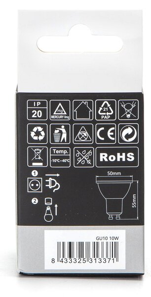Faretto Led GU10 10W Apertura 120 gradi Bianco freddo 6500K Aigostar