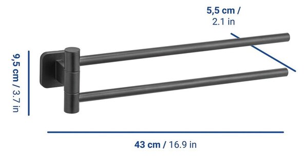 Portasciugamano da parete nero opaco in acciaio inox Porto – Wenko