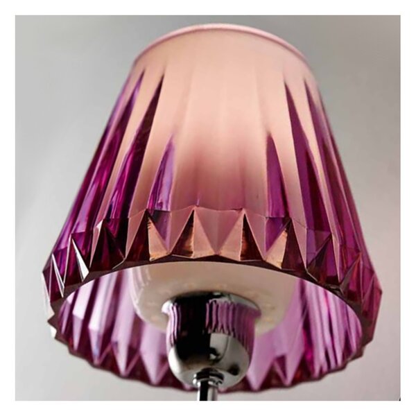 Abat-jour moderno illuminando gaia lu led lampada tavolo acrilico tortora viola trasparente interno e14 - Illuminando