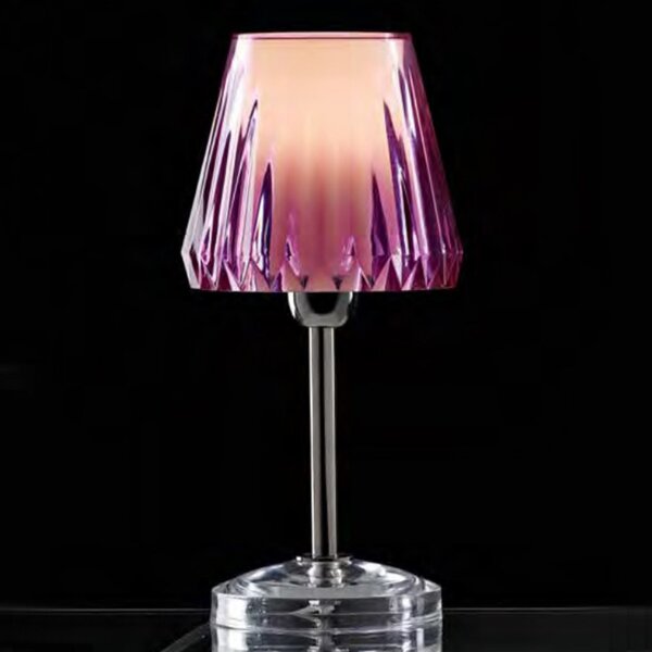 Abat-jour moderno illuminando gaia lu led lampada tavolo acrilico tortora viola trasparente interno e14 - Illuminando
