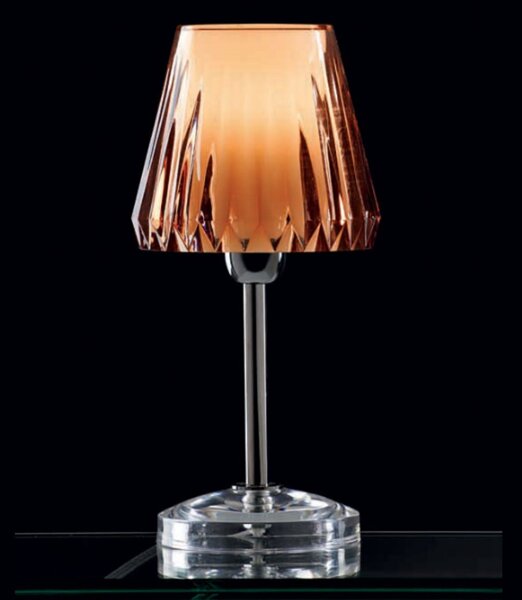 Abat-jour moderno illuminando gaia lu led lampada tavolo acrilico tortora viola trasparente interno e14 - Illuminando