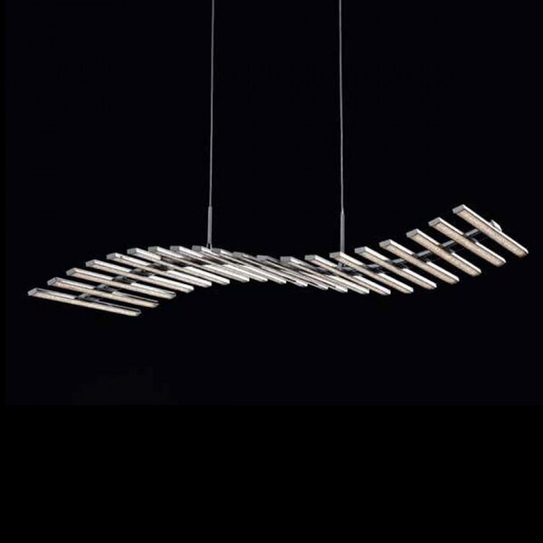 Lampadario moderno illuminando onda sp 20 led sospensione metallo cromato monoemissione interni 60w 4800lm 3000°k - Illuminando