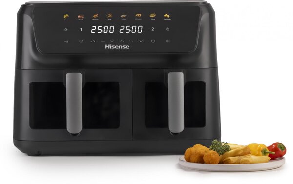 Hisense Friggitrice ad Aria Doppio Cestello Capacit 11 Litri Potenza 2700 Watt con Timer colore Nero - HAF2700DCD