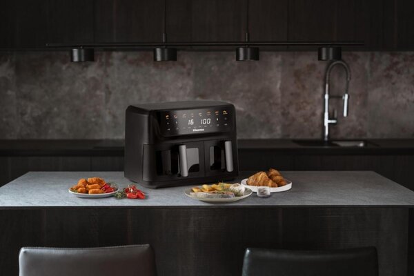 Hisense Friggitrice ad Aria Doppio Cestello Capacit 11 Litri Potenza 2700 Watt con Timer colore Nero - HAF2700DCD