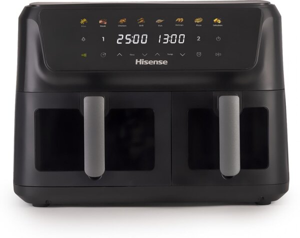 Hisense Friggitrice ad Aria Doppio Cestello Capacit 11 Litri Potenza 2700 Watt con Timer colore Nero - HAF2700DCD