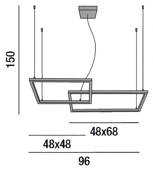 Lampadario moderno perenz cross 6593n ctd led sospensione bianco nero - Perenz