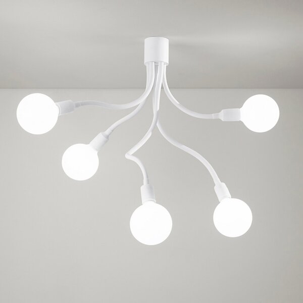 Plafoniera moderna perenz bulbo 6680 b led e27 lampada soffitto metallo gomma bracci orientabili multiluce - Perenz