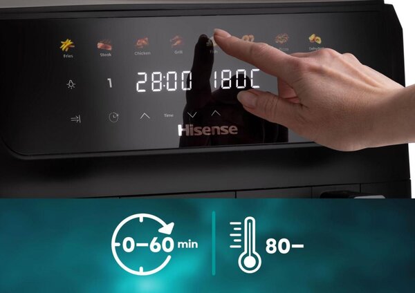 Hisense Friggitrice ad Aria Doppio Cestello Capacit 11 Litri Potenza 2700 Watt con Timer colore Nero - HAF2700DCD