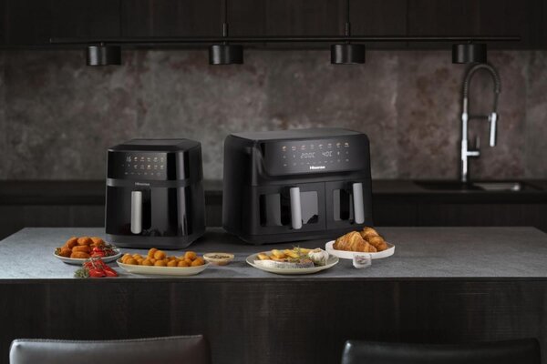 Hisense Friggitrice ad Aria Doppio Cestello Capacit 11 Litri Potenza 2700 Watt con Timer colore Nero - HAF2700DCD
