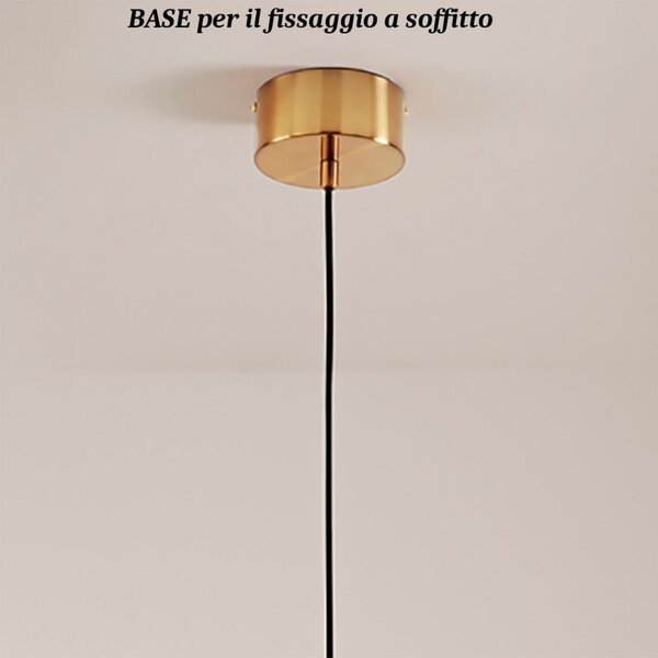 Lampadario classico perenz cirro 6668 b led 18w 1329lm 3000°k sospensione vetro bianco soffiato metallo oro spazzolato interno - Perenz