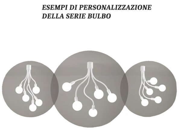 Plafoniera moderna perenz bulbo 6680 b led e27 lampada soffitto metallo gomma bracci orientabili multiluce - Perenz