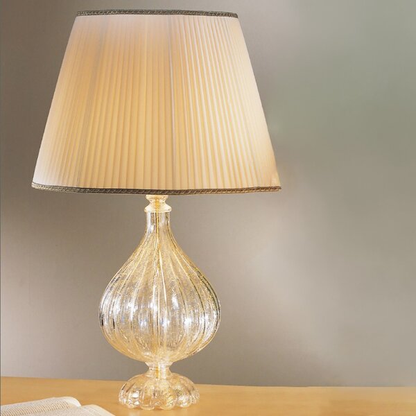 Abat-jour classico due p illuminazione 2328 lg e27 led vetro soffiato lampada tavolo tessuto - Due P Illuminazione