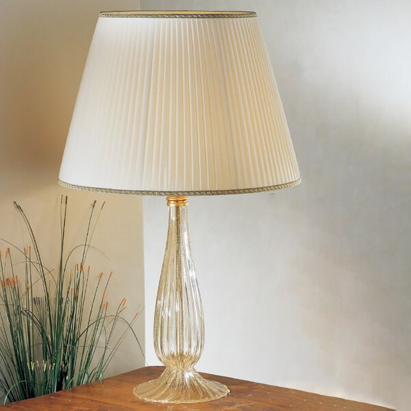 Abat-jour classica due p illuminazione 2325 lg e27 led vetro soffiato lampada tavolo tessuto - Due P Illuminazione