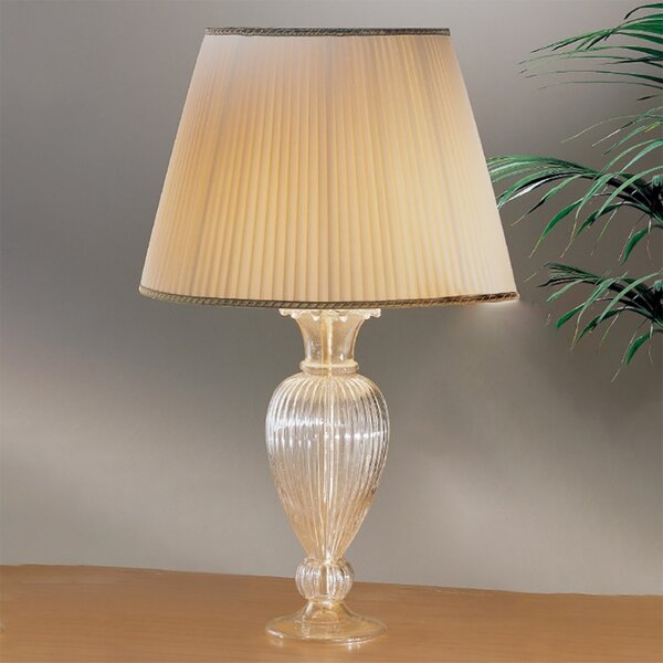 Abat-jour classico due p illuminazione 2329 lg e27 led vetro soffiato lampada tavolo tessuto - Due P Illuminazione