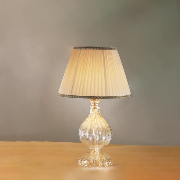 Abat-jour classico due p illuminazione 2328 lp e27 led vetro soffiato lampada tavolo tessuto - Due P Illuminazione