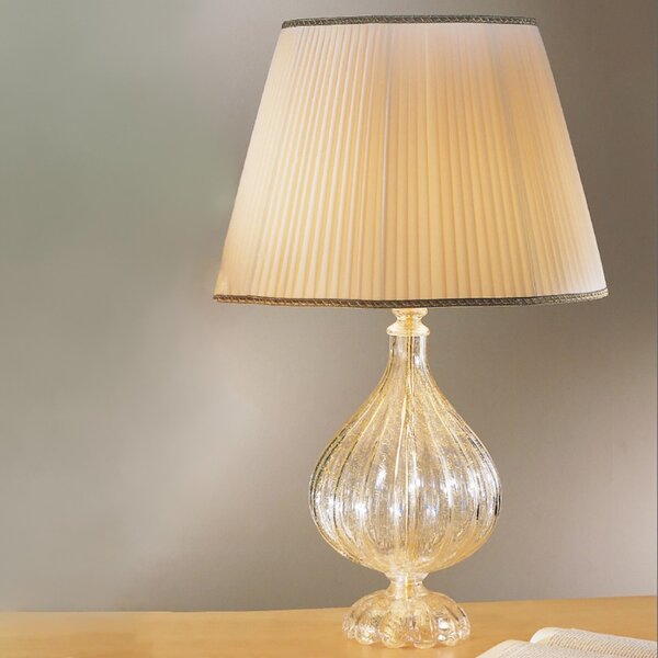 Abat-jour classico due p illuminazione 2328 lg e27 led vetro soffiato lampada tavolo tessuto - Due P Illuminazione