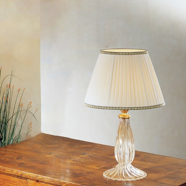 Abat-jour classica due p illuminazione 2325 lp e27 led vetro soffiato lampada tavolo tessuto - Due P Illuminazione