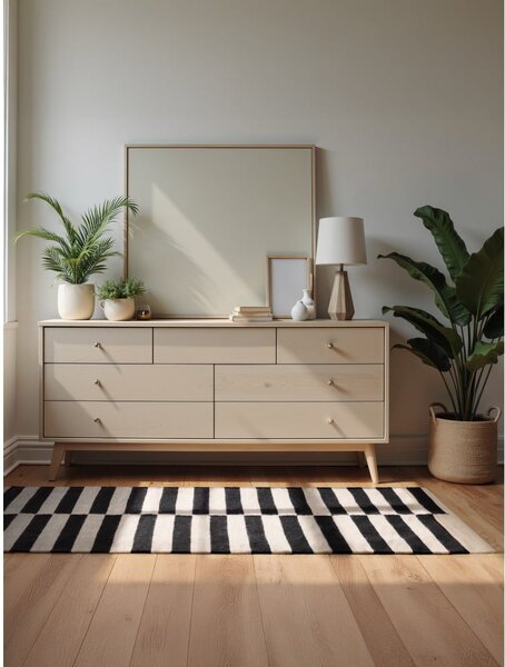 Tappeto bianco e nero in lana reversibile/tessuto a mano 80x150 cm Donna – Hanse Home