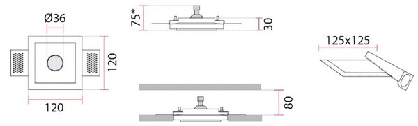Faretto incasso gesso 9010 belfiore perseo small 4281.35 led gu10 lampada soffitto - Belfiore - 9010