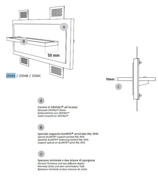 Applique incasso belfiore 9010 atik s 2508a 30135 led wireless cristaly lampada parete - Belfiore - 9010