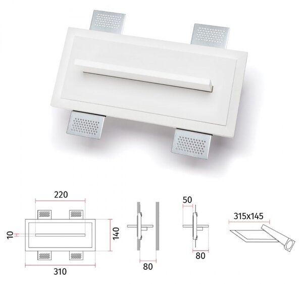 Applique incasso belfiore 9010 atik 2508b 30135 led wireless cristaly verniciabile lampada parete - Belfiore - 9010