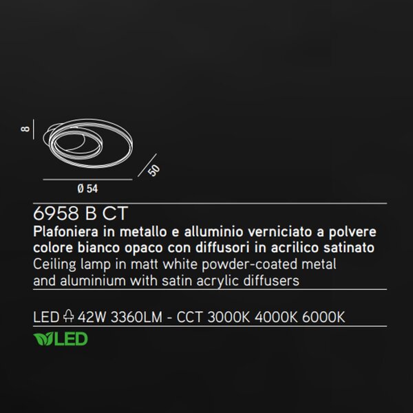 Plafoniera moderna perenz kirko 6958 b ct led alluminio lampada soffitto - Perenz