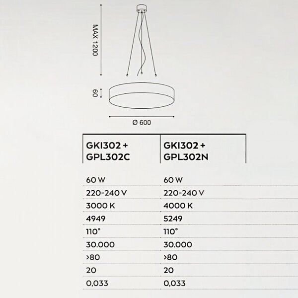 Lampadario alluminio gea led biham r gpl302 gki300 60w led bianco sospensione moderna cerchio anello - Gea Led