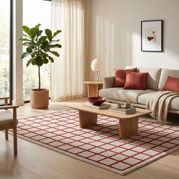 Tappeto rosso/beige 160x230 cm Picnic - ESTE