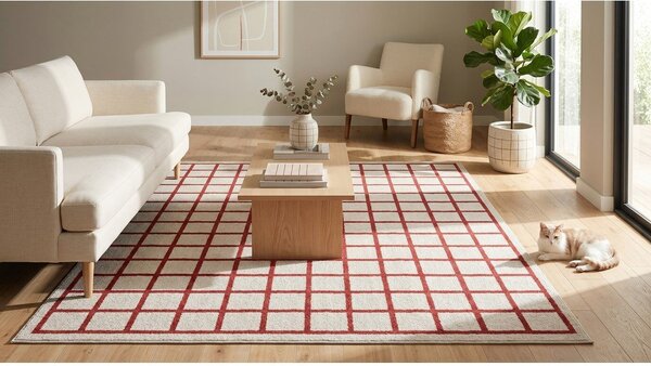 Tappeto rosso/beige 160x230 cm Picnic - ESTE
