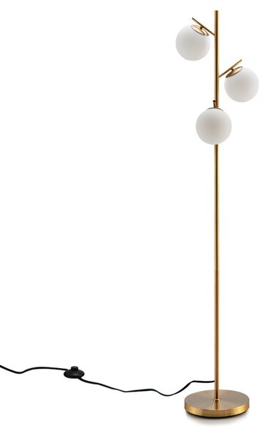 Costway Lampada da terra a 3 globi con interruttore a pedale 3 basi per lampadine E27, Lampada moderna a stelo Oro