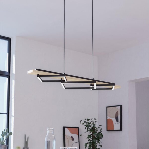 Eglo 901927 - Lampadario a sospensione LED su cavo BOYAL 2xLED/13W/230V+LED/16W nero/beige