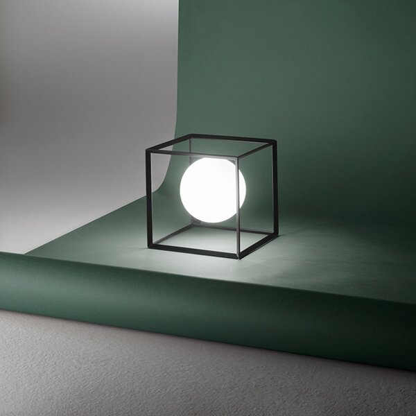 Abat-jour moderna perenz cube 6692 n g9 led 15x15 lampada tavolo gabbia cubo metallo nero opaco interno - Perenz