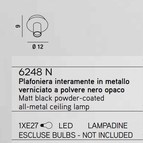 Plafoniera moderna perenz up and down 6248 n led e27 lampada soffitto metallo - Perenz