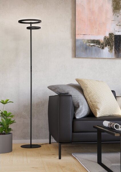 Eglo 901974 - Lampada da terra LED dimmerabile CASTELPOTO LED/16W/230V + LED/12W nera