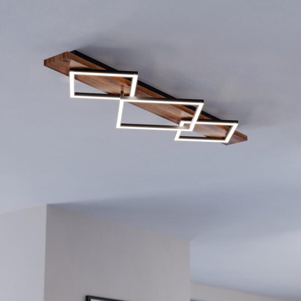 Eglo 901936 - Plafoniera LED BOYA 2xLED/13W/230V + LED/16W nero/marrone