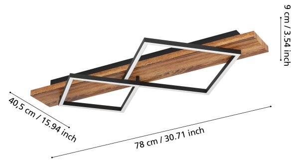 Eglo 901935 - Plafoniera LED BOYA LED/13W/230V + LED/15W nera/marrone