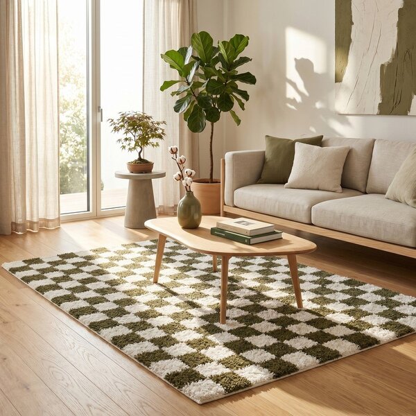 Tappeto verde scuro/crema 120x170 cm Grida - ESTE