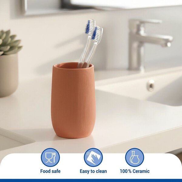Portaspazzolino marrone in ceramica Fablo – Wenko
