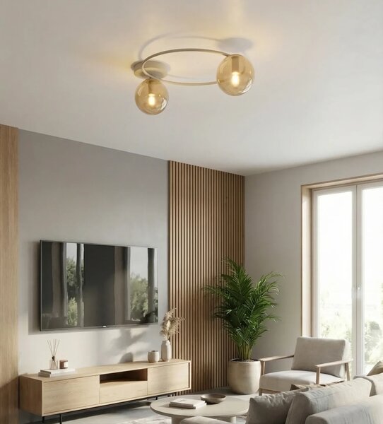 Lampada da soffitto in acciaio SOPRA 2 da interno 2xE14