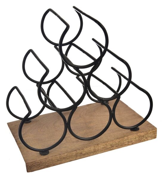 Portabottiglie per vino in legno/in metallo numero di bottiglie 6 Black – Orion