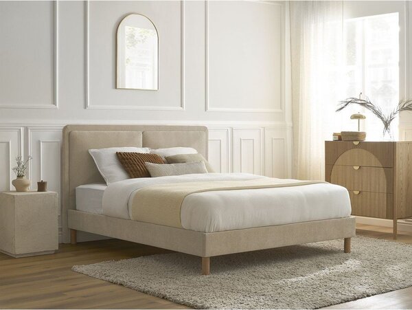 Letto matrimoniale imbottito beige imbottito con rete inclusa 180x200 cm Mara – Bobochic Paris